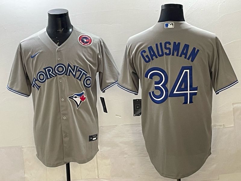 Men 2025 Nike Toronto Blue Jays #34 Gausman Grey Game MLB Jersey 05->toronto blue jays->MLB Jersey